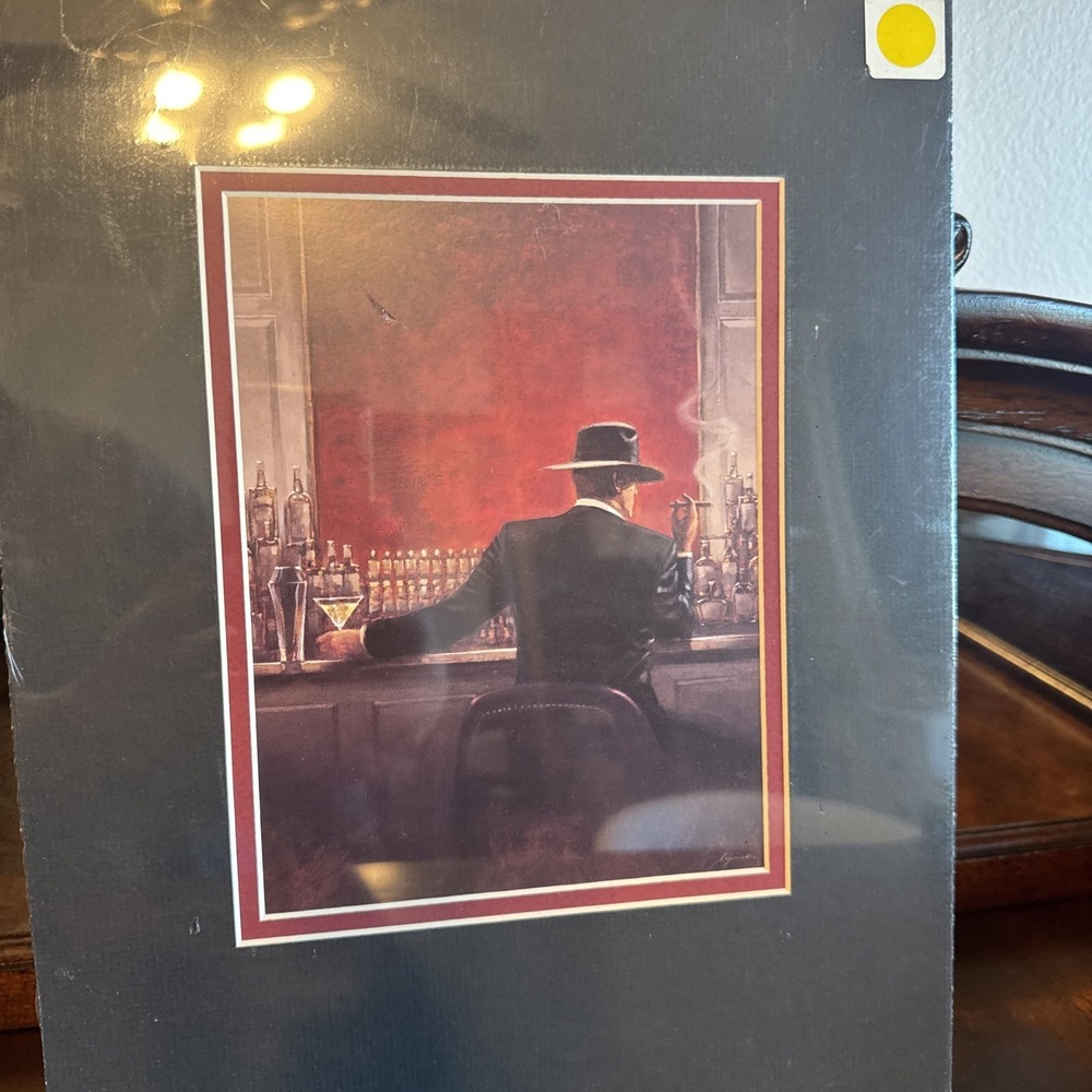 14"x11" Brent Lynch Man at the Bar Art Print Unframed Portrait Cocktail